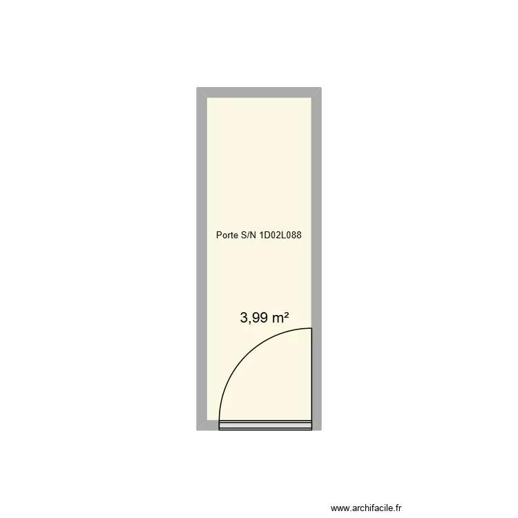 S/N 1D02L088. Plan de 1 pièce et 4 m²