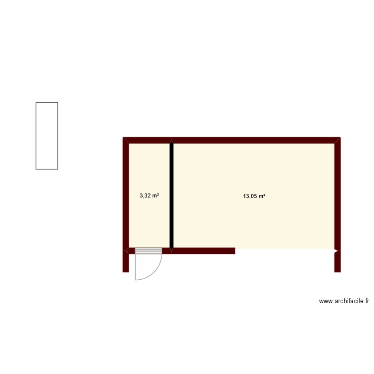 cabanne piscine 2. Plan de 2 pièces et 16 m2