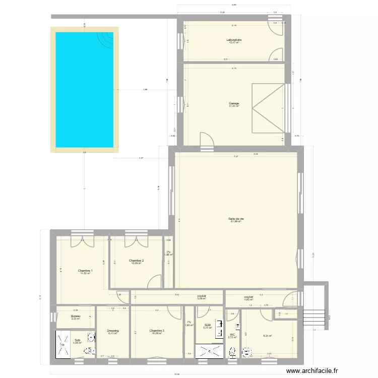 b&eacute;a22. Plan de 17  et 189 m²