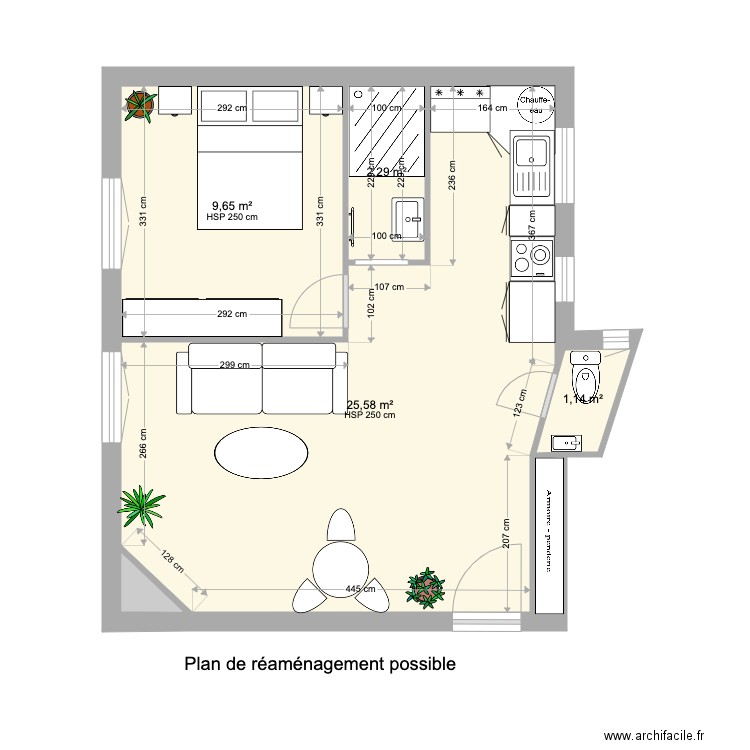 260 FSM POUGET REAMANEGEMENT POSSIBLE. Plan de 6 pièces et 40 m2