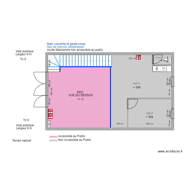 WIMOOV MEZZANINE AVANT TRAVAUX. Plan de 4 pièces et 58 m2