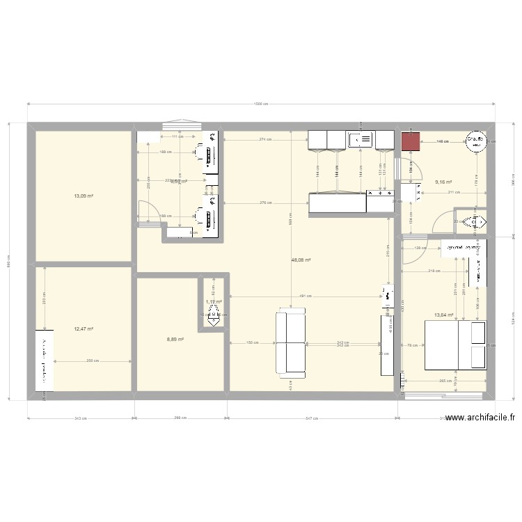 maison. Plan de 8 pièces et 115 m2