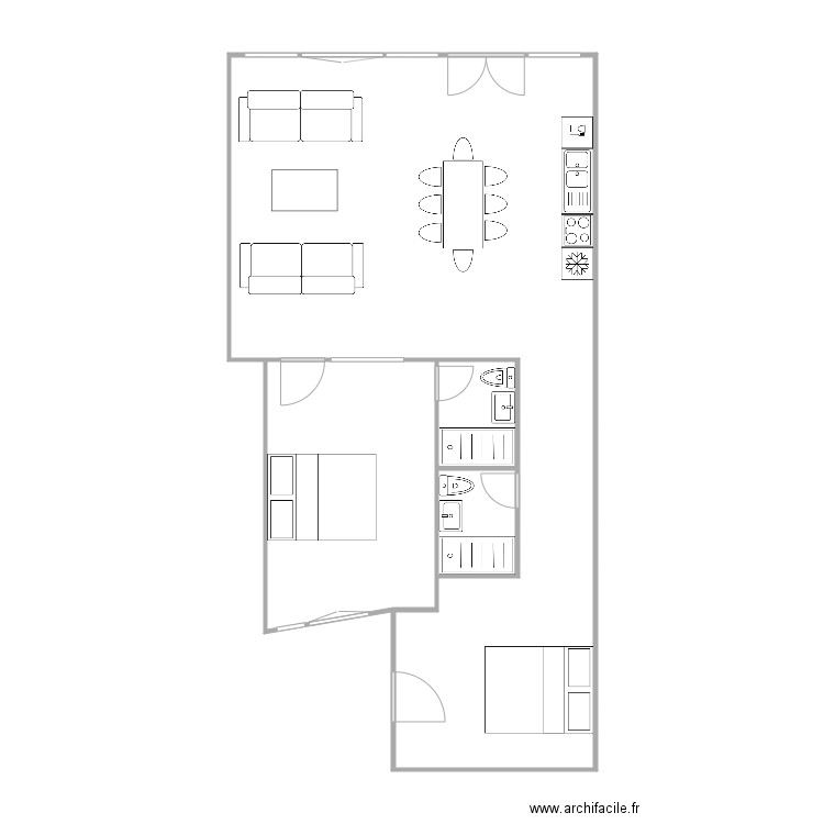 Rougemont. Plan de 4 pièces et 74 m2