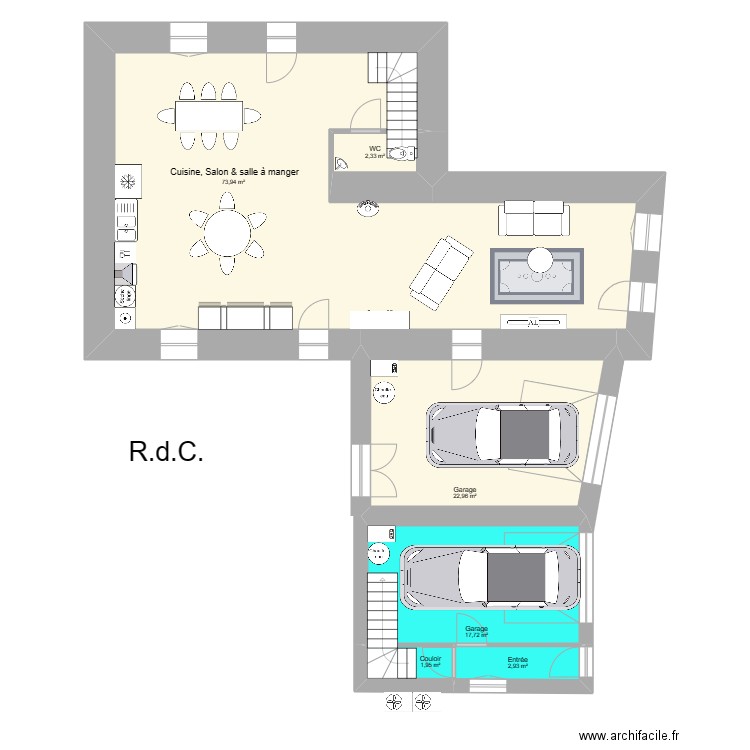 St JULIEN R.d.C.. Plan de 6 pièces et 122 m2