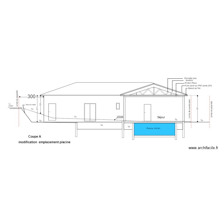 Coupe. Plan de 0 pièce et 0 m2