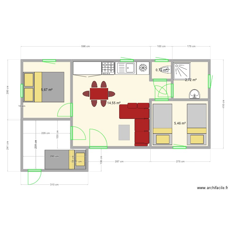 PLAN MAISON DE CAMPAGNE. Plan de 5 pièces et 29 m2