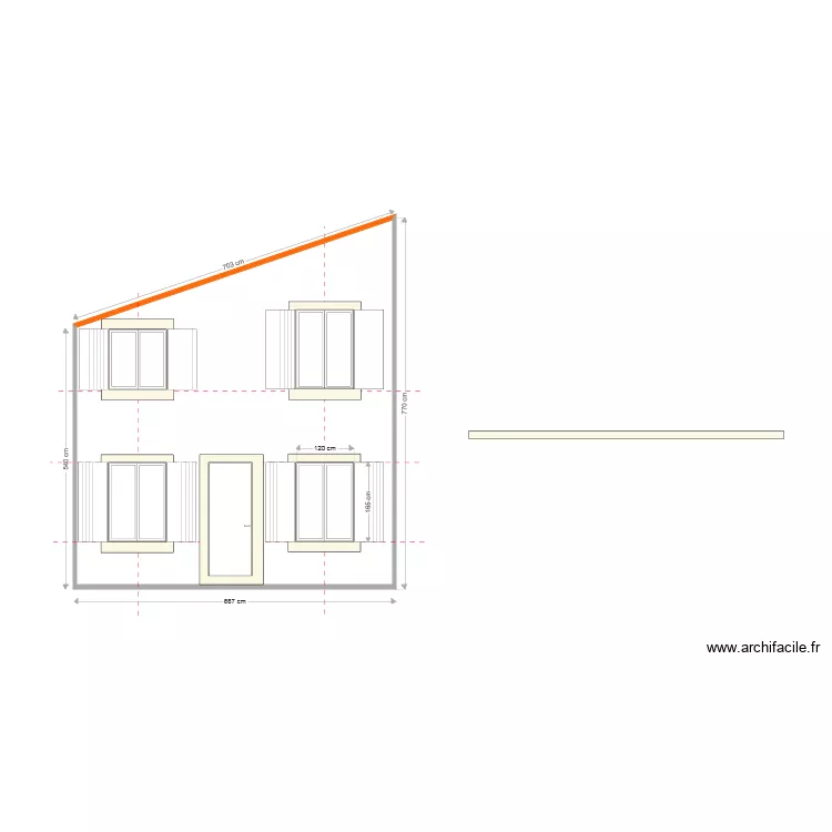 Facade OUEST BATIMENT avec fenetre hautes et encadrement 08012021. Plan de 