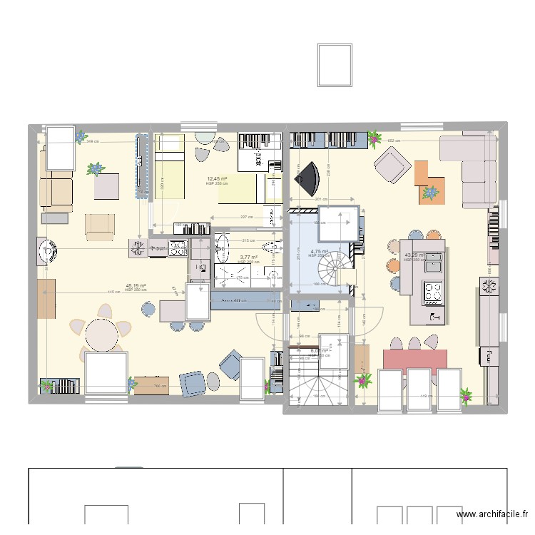 favoris. Plan de 6 pièces et 116 m2