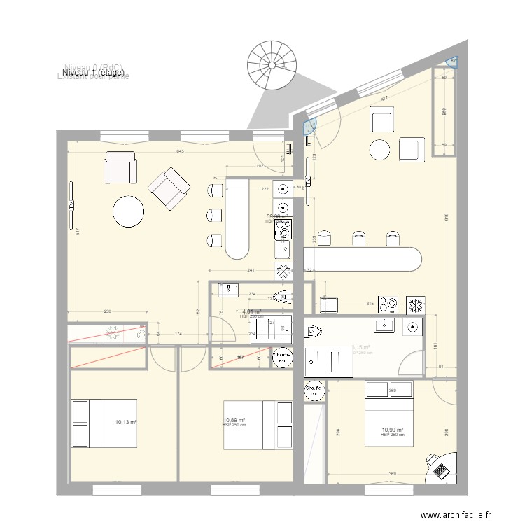 CHOB - Projet 20220429. Plan de 25 pièces et 262 m2