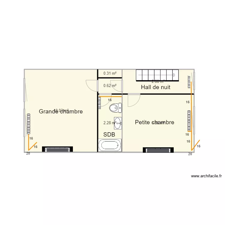 Chauffage &eacute;tage 1. Plan de 