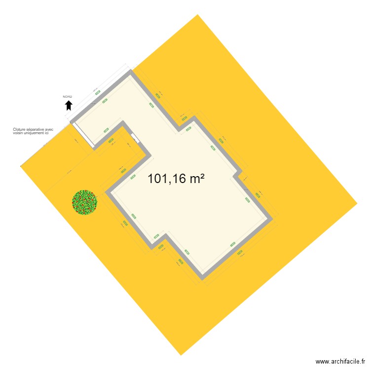 zoom zone d'intérêt avant travaux. Plan de 1 pièce et 101 m2