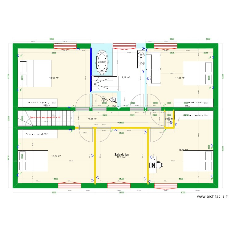 PLANS placo. Plan de 33 pièces et 477 m2