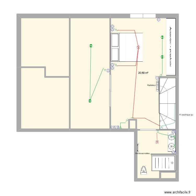 R2 Plans électriques. Plan de 5 pièces et 65 m2