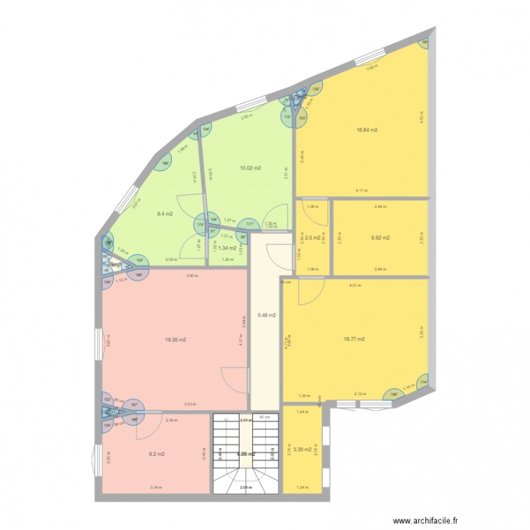 copro vincennes etage1. Plan de 41 pièces et 334 m2