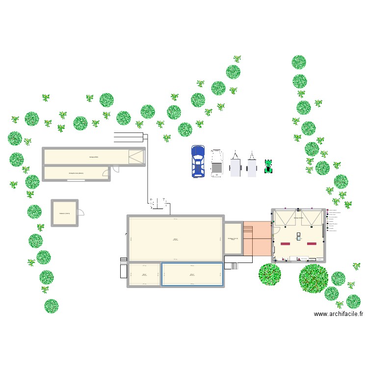 Rez-de-chaussée . Plan de 8 pièces et 225 m2