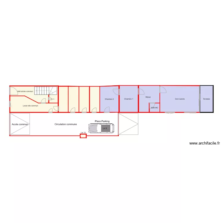 rez de chauss&eacute; pousssy v3. Plan de 