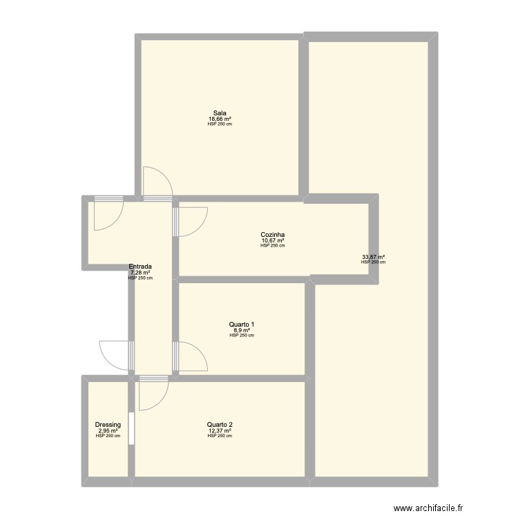 marinho. Plan de 7 pièces et 95 m2