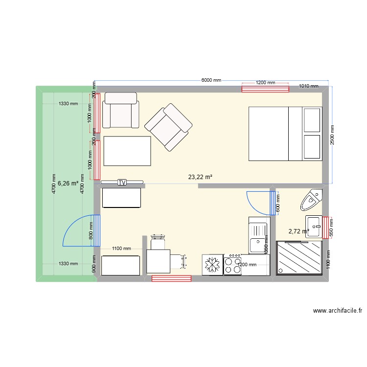 DOUBLE SQUARE 30М²(2) на сайт. Plan de 0 pièce et 0 m2