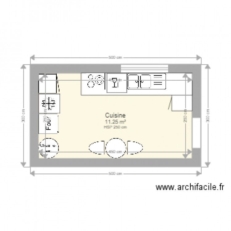 cuisine ok. Plan de 1 pièce et 11 m2