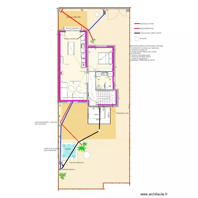 LEROUX reseaux eaux et Electricit&eacute; exterieurs 20.03.23. Plan de 