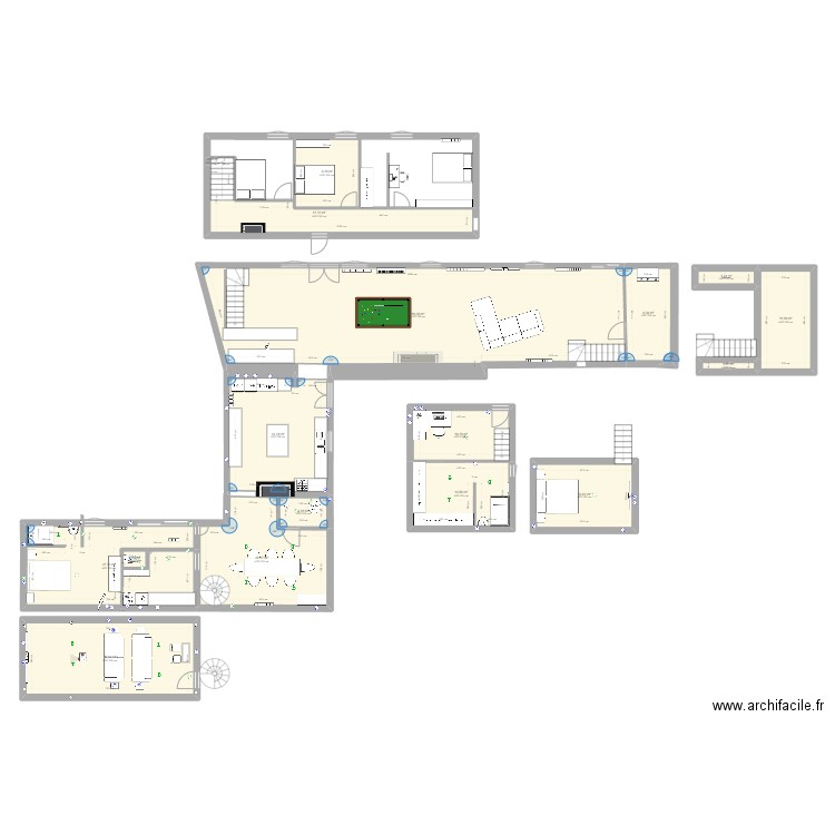 cuisine 1. Plan de 17 pièces et 283 m2