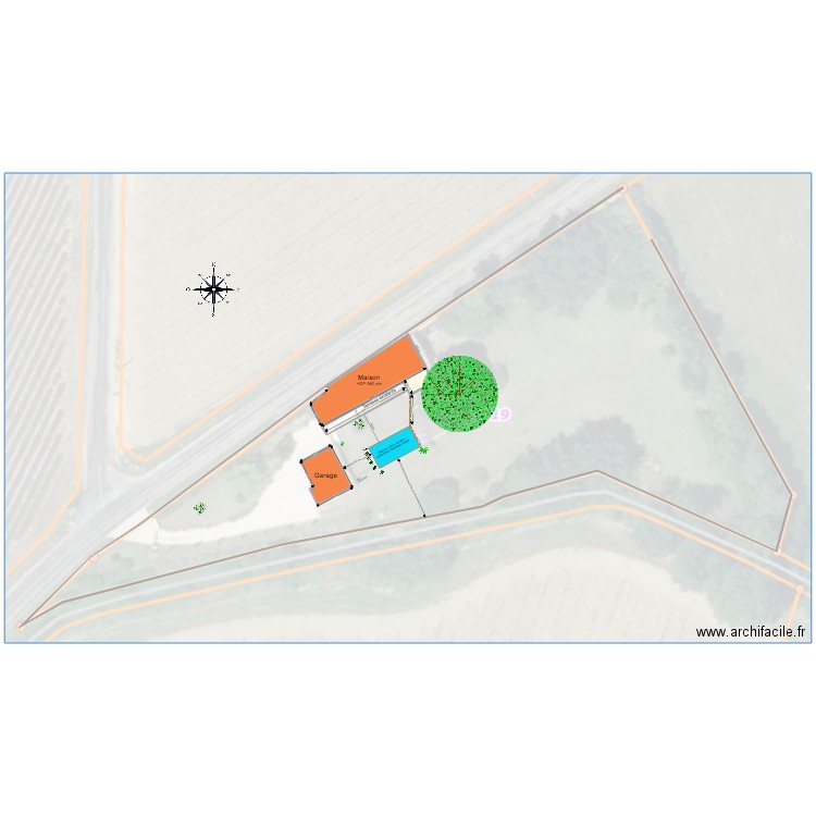 sauzet PISCINE. Plan de 3 pièces et 278 m2