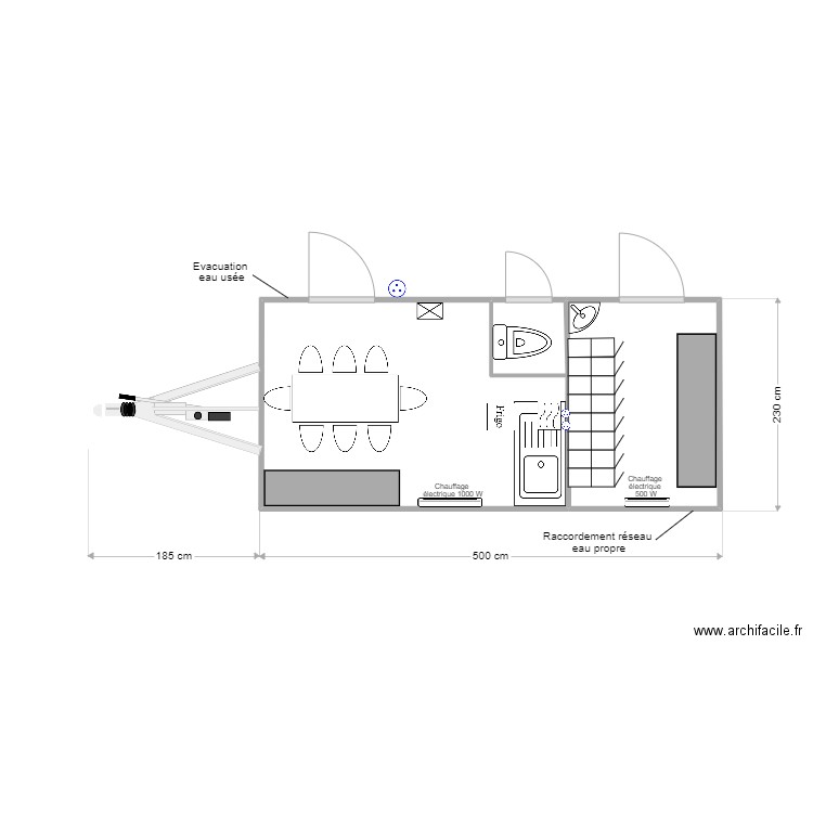 BVR 010. Plan de 3 pièces et 11 m2