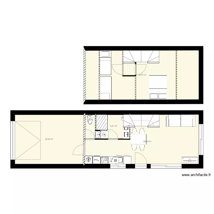 MAISON ETROITE 4 X15 A ETAGE. Plan de MAISON ETROITE 4 X15 A ETAGE. Plan de