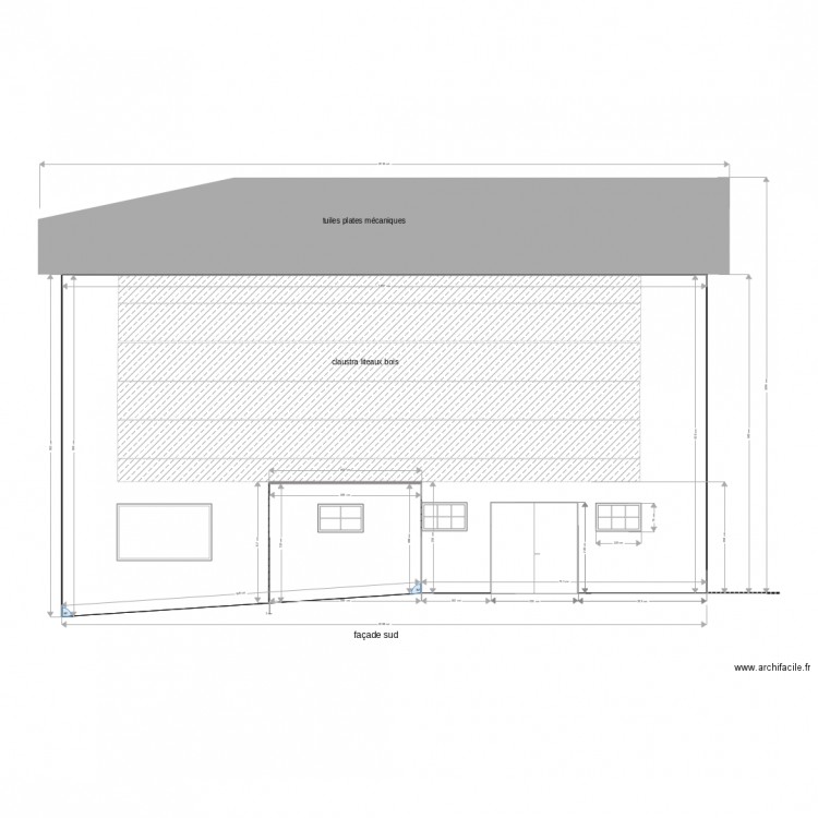  façade sud avant modification. Plan de 0 pièce et 0 m2