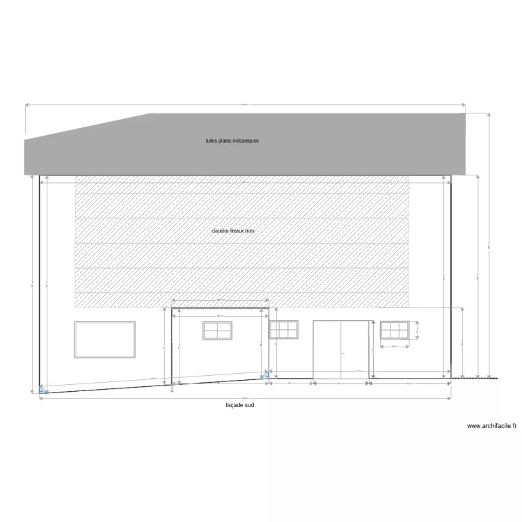 façade sud avant modification. Plan de façade sud avant modification. Plan de