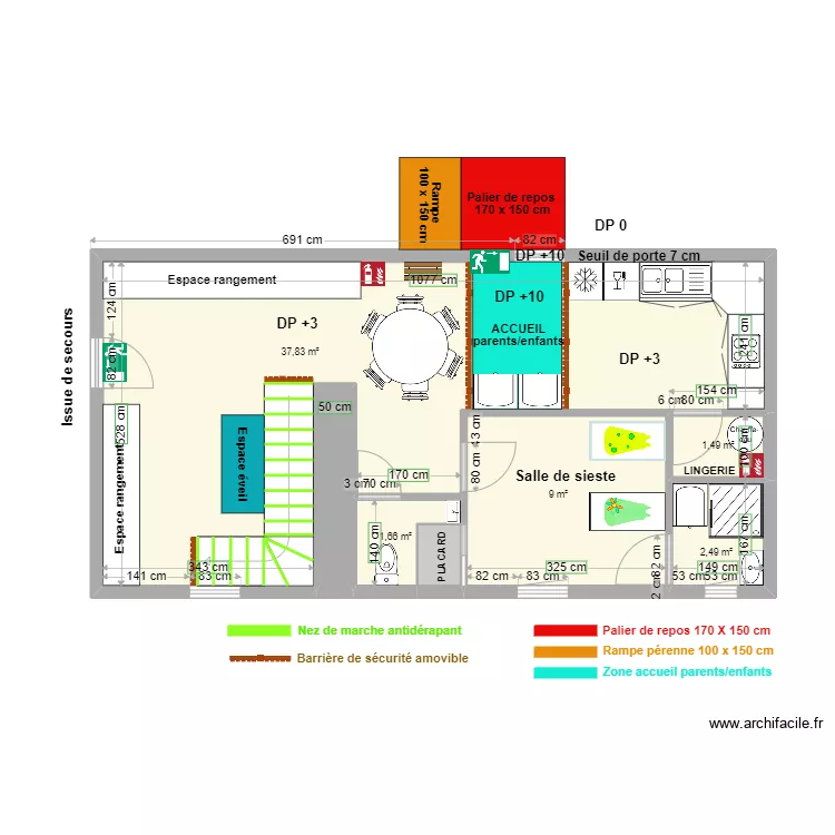 MAM A COCO RDC apr&egrave;s travaux. Plan de 