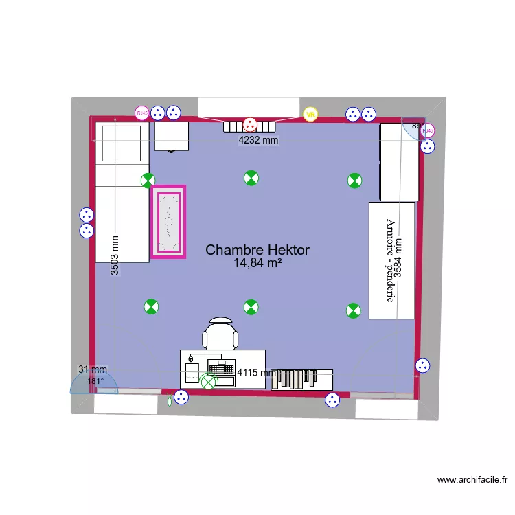 chambre Hektor. Plan de 