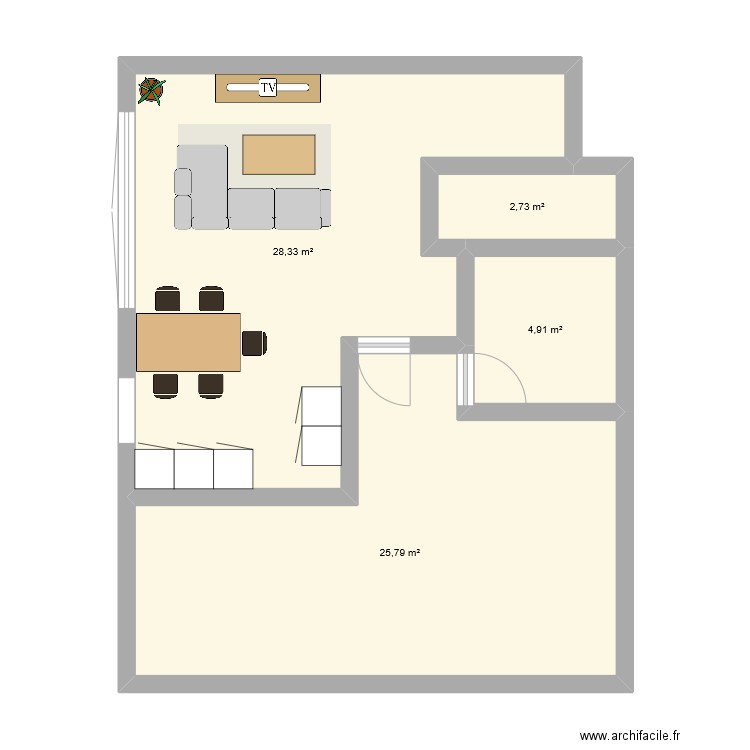 Appartement d amour. Plan de 4 pièces et 62 m2