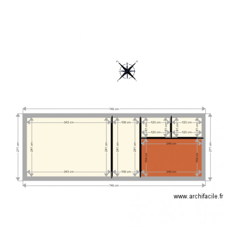 Annexe actuelle plan de façade. Plan de 0 pièce et 0 m2