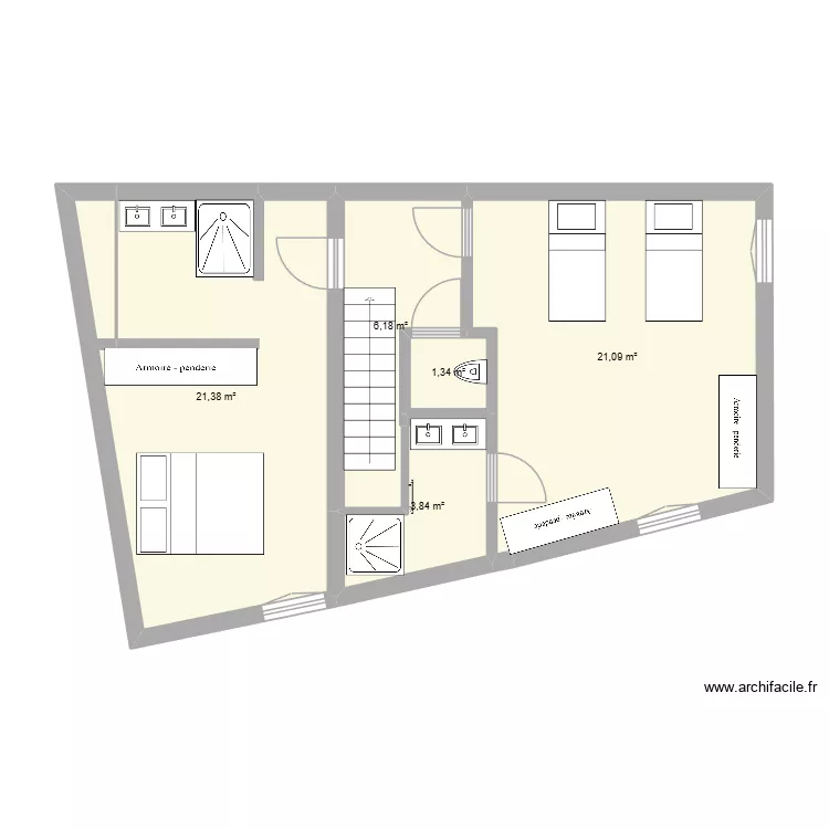 &eacute;tage archaud. Plan de 5  et 54 m²