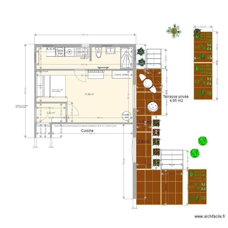 création terrasse privée Christine. Plan de 0 pièce et 0 m2