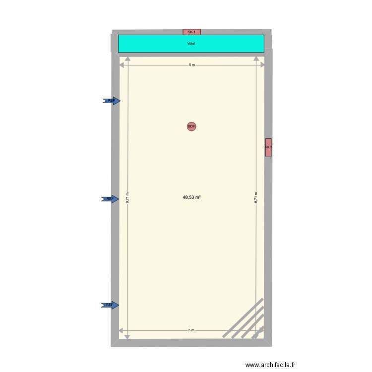 Van Beethoven - Overijse - 22060101. Plan de 1 pièce et 49 m2