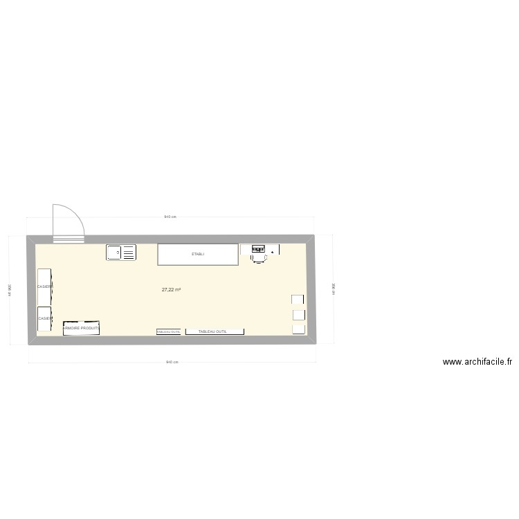 BERGOUGNE. Plan de 1 pièce et 27 m2