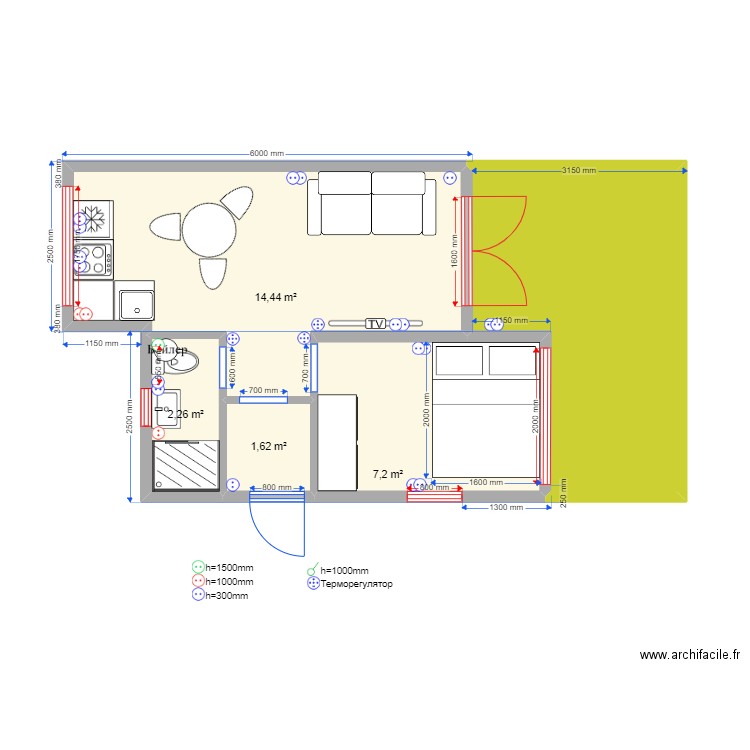 p30 1. Plan de 5 pièces et 37 m2