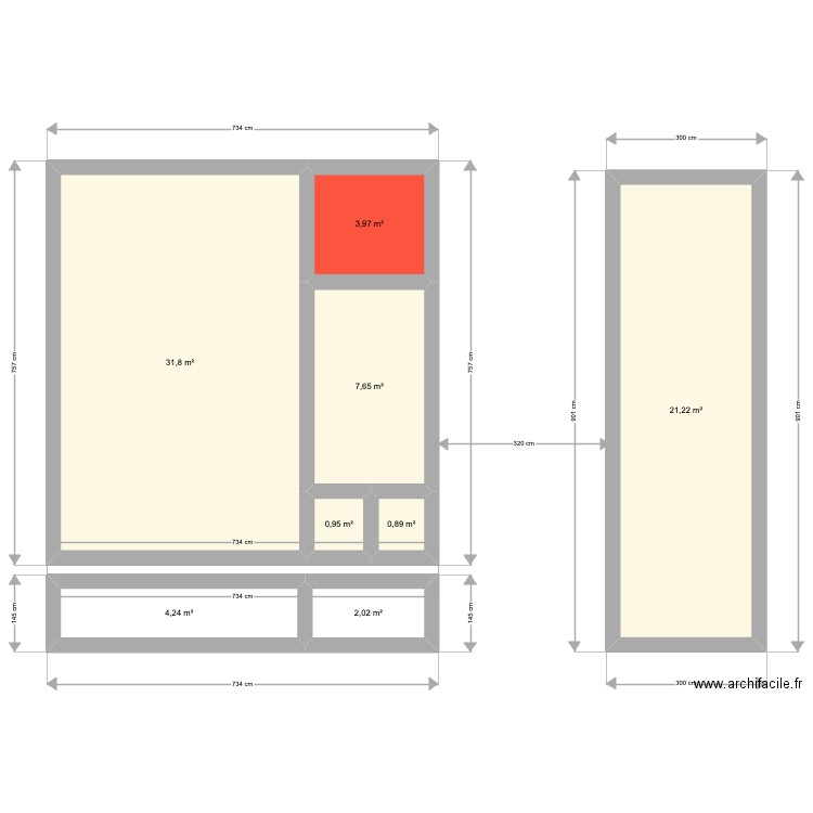 CADASTRE. Plan de 8 pièces et 73 m2