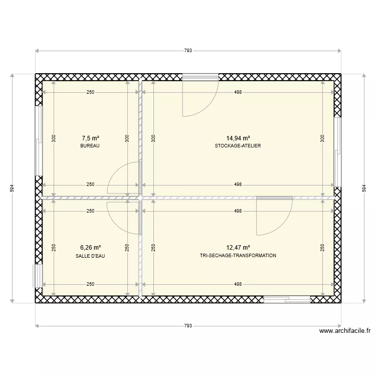 Maison bois cotations-plan de base. Plan de 