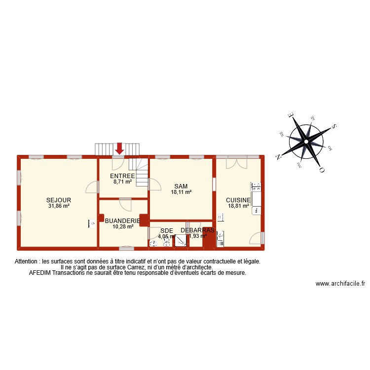 BI 9625 RDC. Plan de 12 pièces et 95 m2