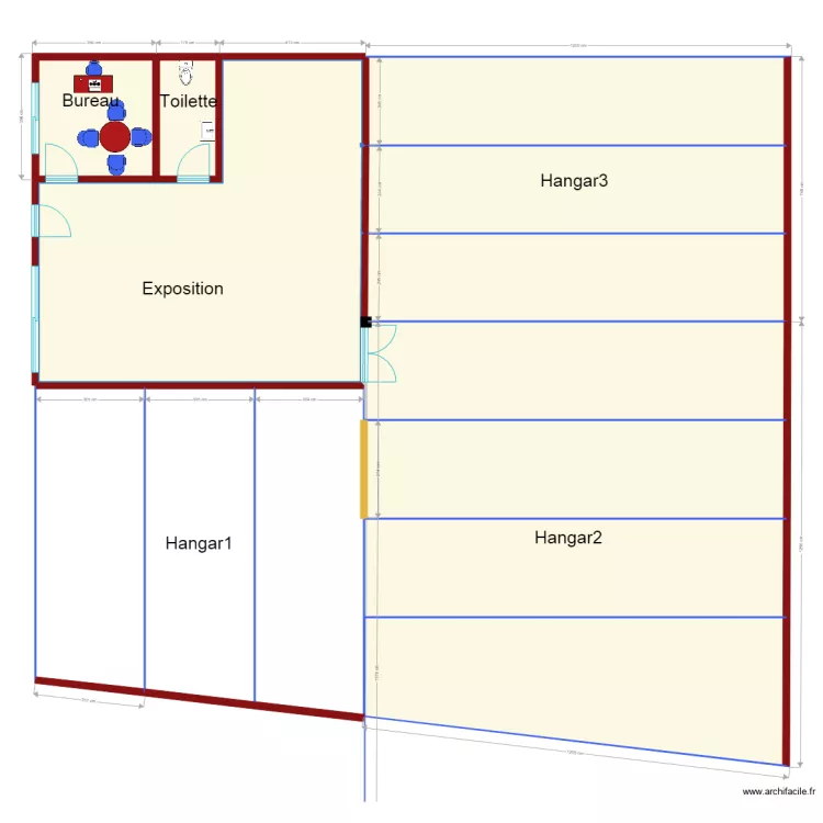 hangar cloisonn&eacute; Q10 charpente metallique1004. Plan de 