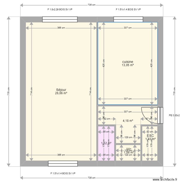 coulibaly 1. Plan de 11 pièces et 94 m2