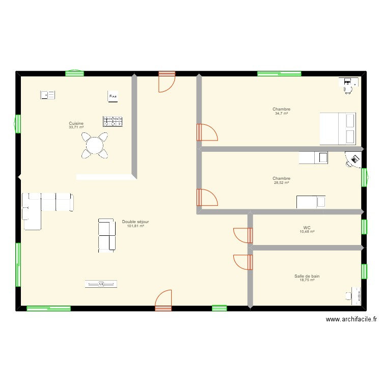Maison de Sweet Home 3d. Plan de 6 pièces et 228 m2