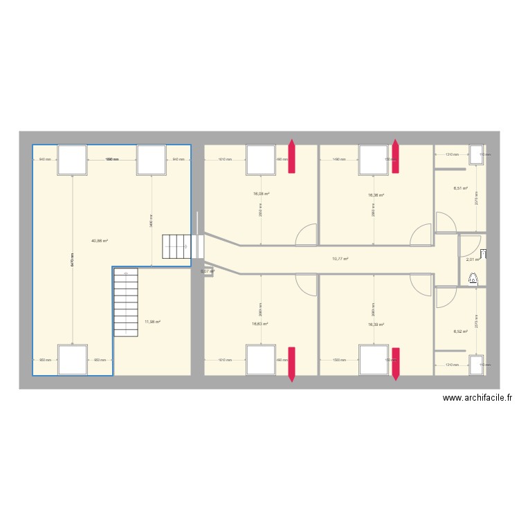 etage marnay 80 velux. Plan de 11 pièces et 144 m2