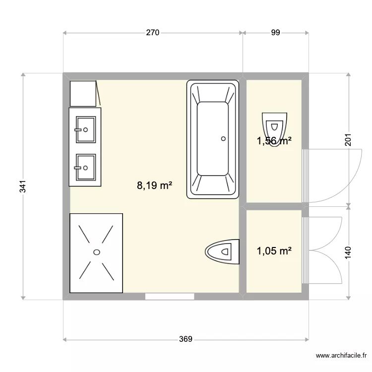 SDB maison. Plan de 
