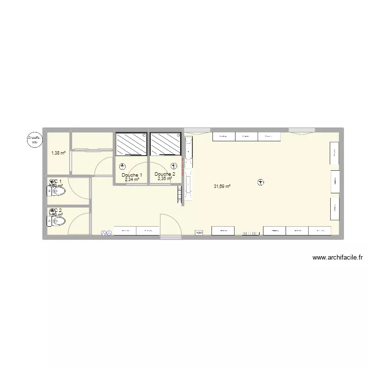 Comptoir VI Vestiaires. Plan de 