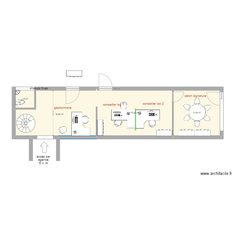 amenagement agence 3 VH chiffrage. Plan de 0 pièce et 0 m2