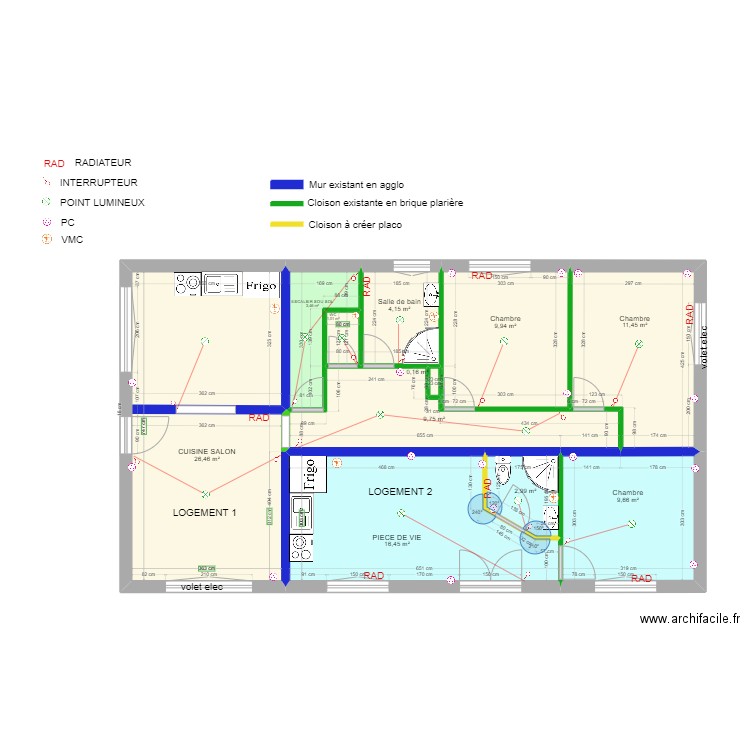 PLAN LOC FUTUR. Plan de 11 pièces et 95 m2